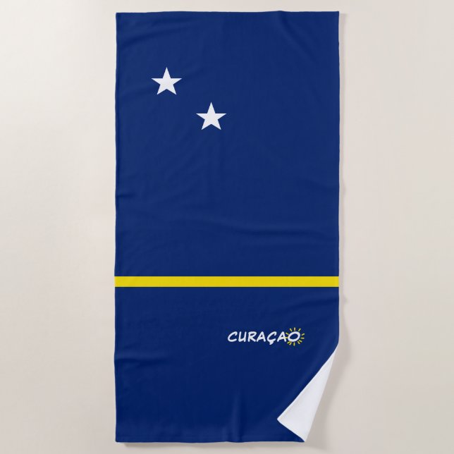 Serviette De Plage Curaçao Drapeau avec texte personnalisable (Devant)