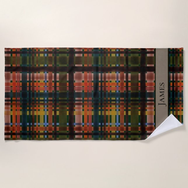 Serviette De Plage CUSTOM Modern Midcentury Madras (Devant)