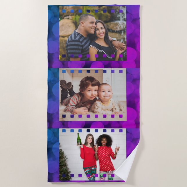 Serviette De Plage Custom Three Photo Personalized Picture Film (Devant)