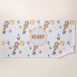 Serviette De Plage Cute Astronaut and Adorable Space Adventure