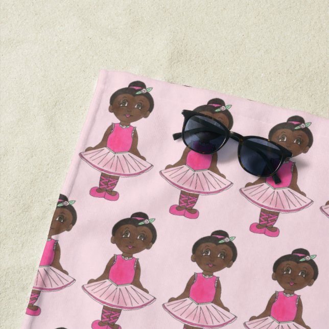Serviette De Plage Cute Ballerina Pink Tutu Ballet Fille Enseignante  (En situation)