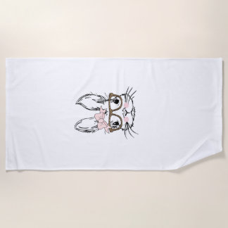 Serviette De Plage Cute Bunny Face Shirt Leopard Print Glasses EASTER