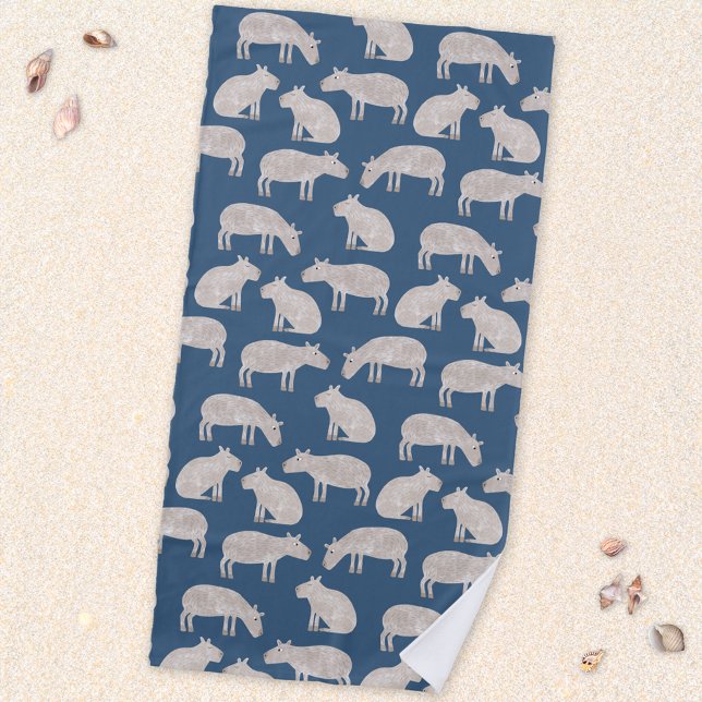 Serviette De Plage Cute Capybara (Fun Capybara pattern beach towel)