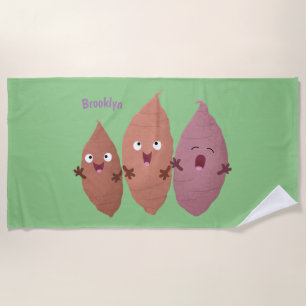 Serviette De Plage Cute chantant des patates douces caricaturales lég
