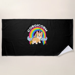 Serviette De Plage Cute Corgicorn _ Licorne Arc-en-ciel _ T-shirt pro