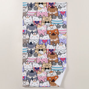 Serviette De Plage Cute et coloré Kawaii Motif de chat