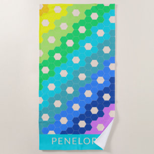 Serviette De Plage Cute géométrique Rainbow Vibrant Personnalisé