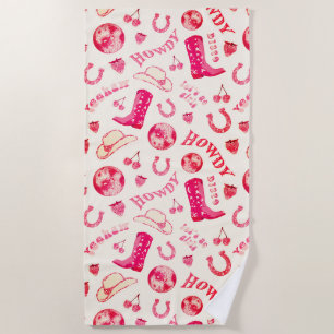 Serviette De Plage Cute Girl Rose Disco Cowgirl esthétique