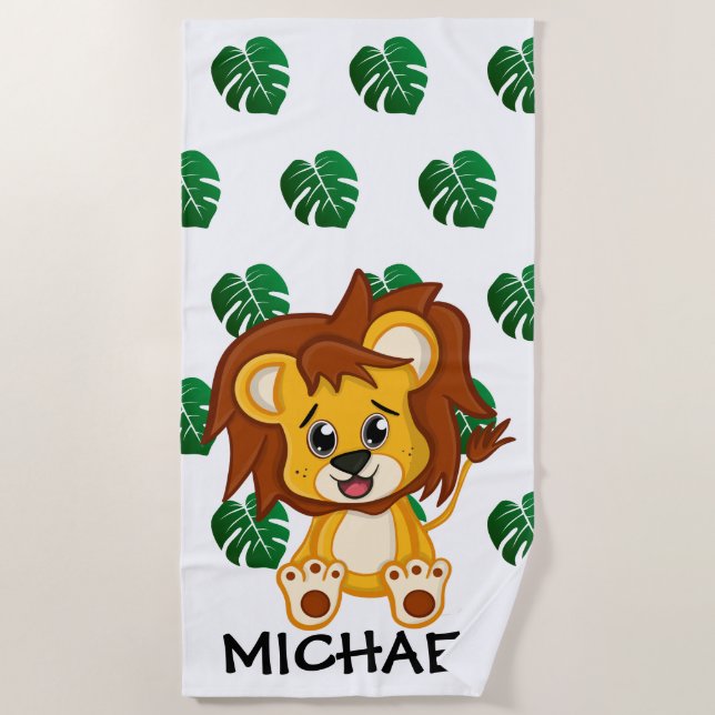 Serviette De Plage Cute Jungle Safari Lion Animaux Enfants (Devant)