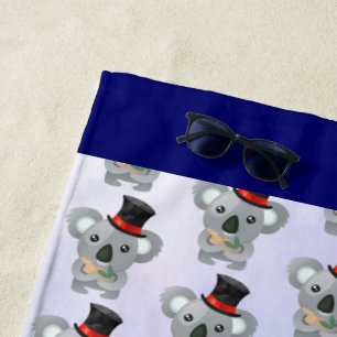 Serviette De Plage Cute Koala dans un chapeau noir