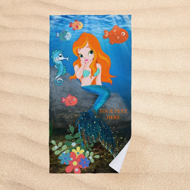 Serviette De Plage Cute Mermaid Ocean Beach (Cute mermaid ocean beach towel)