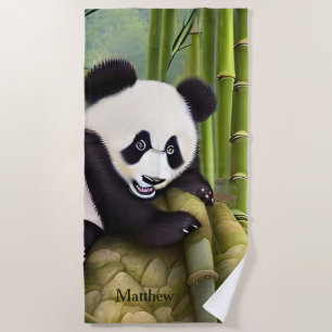 Serviette De Plage Cute Panda Ours Enfants Monogramme
