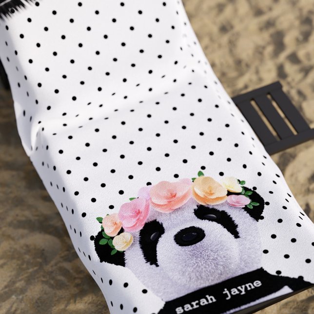Serviette De Plage Cute Panda Ours Pois Enfants Animal Plage Serviett (A cute panda beach towel with space for your name. Pandas love the beach)