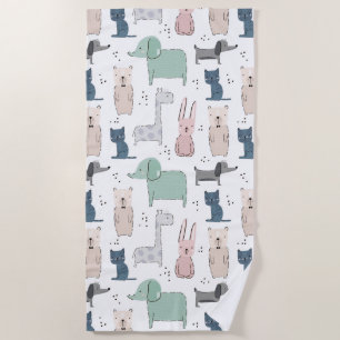 Serviette De Plage Cute Pastel Baby Motif animal
