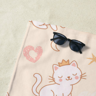 Serviette De Plage Cute Princess Cat Wearing Crown 