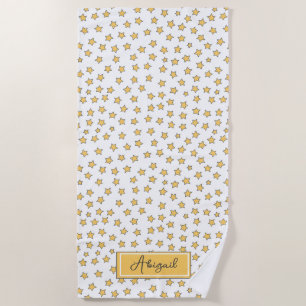 Serviette De Plage Cute Yellow Stars Motif Beach Towne