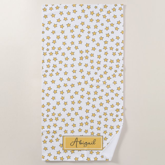 Serviette De Plage Cute Yellow Stars Motif Beach Towne (Devant)