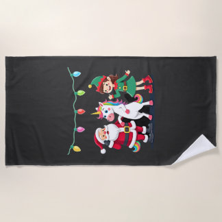 Serviette De Plage Dabbing Santa Elf Unicorn Christmas Kids Boys Men 