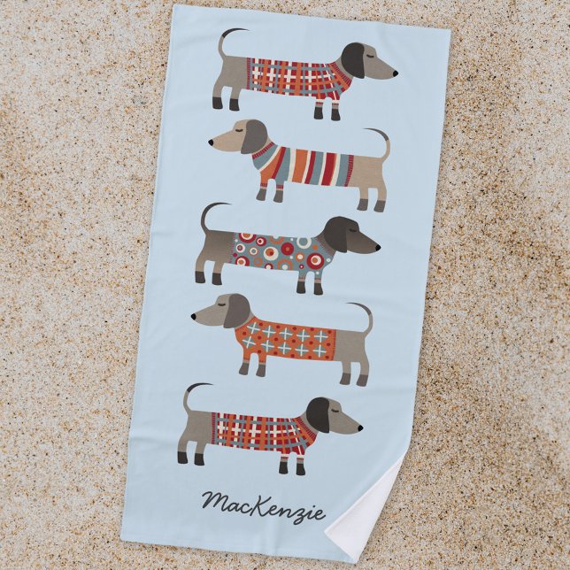 Serviette De Plage Dachshund Sausage Chien Personnalisé (Créateur téléchargé)