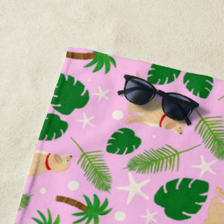 Serviette De Plage Dans les pics tropicaux roses
