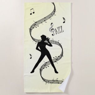 Serviette De Plage Danse Jazz Musique Jaune