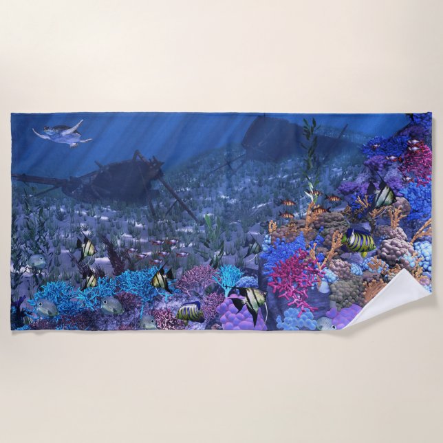 Serviette de plage de 70 x 35 po avec image "Water (Devant)