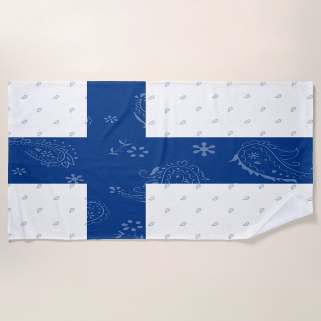 Serviette de plage de drapeau de la Finlande (Devant)