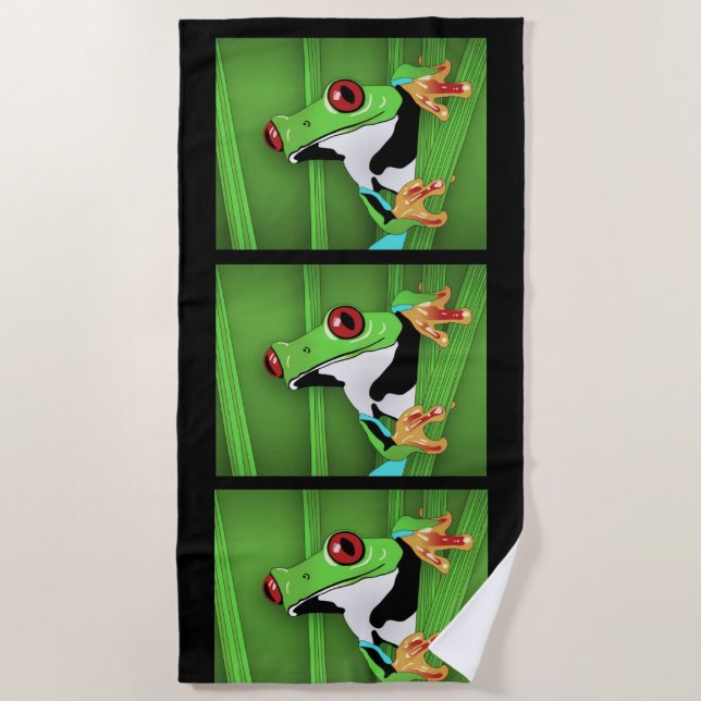 Serviette de plage de grenouille verte (Devant)