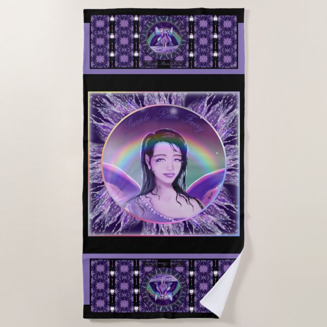 Serviette de plage de la fée de la Pluie Violette (Devant)
