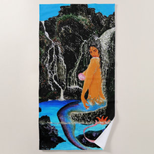 Serviette de plage de la grotte de sirène d'eau do