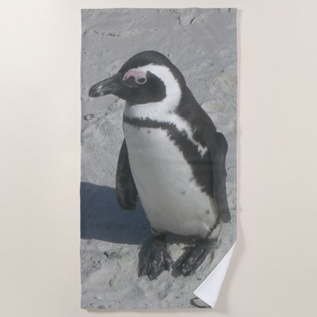 Serviette de plage de marche mignonne de pingouin (Devant)