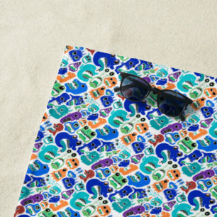 Serviette De Plage De mignons monstres colorés affrontent le Coque-Ma