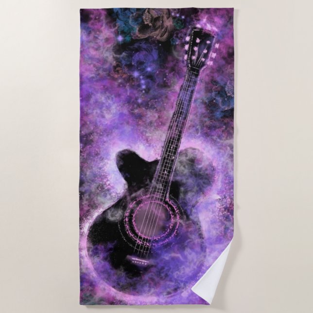 Serviette de plage de musique de guitare (Devant)