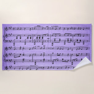 Serviette de plage de musique en feuille violet