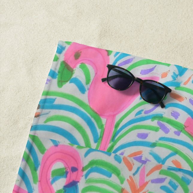 Serviette de plage de partie de jungle de Flamant (En situation)