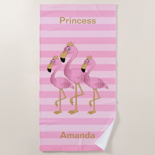 Serviette De Plage 👑 de princesse Flamingo (Devant)