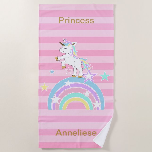 Serviette De Plage 🦄 de princesse Unicorn (Devant)