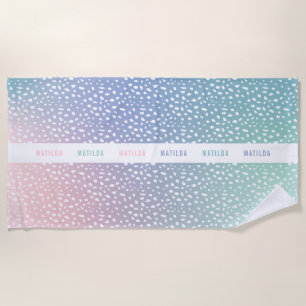 Serviette De Plage Dégradé pastel et spot avec rayure personnalisée