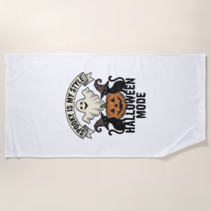 Serviette De Plage Déguisement de fantôme d'Halloween Chat de citroui