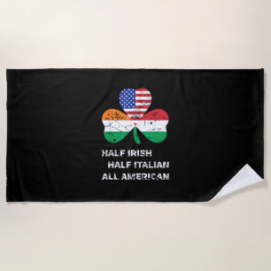 Serviette De Plage Demi-irlandais demi-italien Shamrock du drapeau am