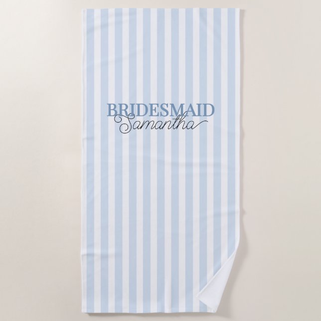 Serviette De Plage Demoiselle d'honneur personnalisée avec des rayure (Devant)