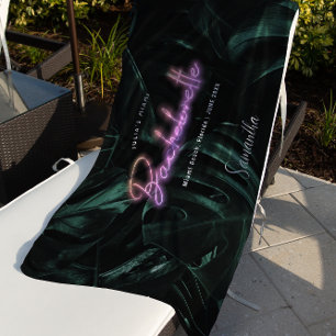 Serviette De Plage Demoiselle Tropical Palms Neon   Monogramme