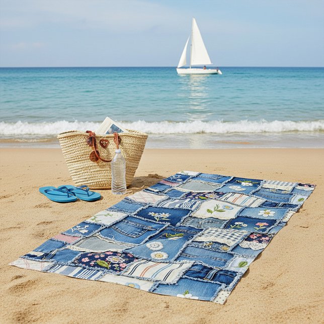 Serviette De Plage Denim Patchwork (Créateur téléchargé)