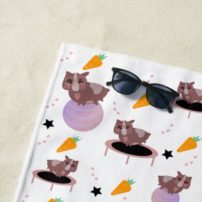 Serviette De Plage Des cochons de Guinée mignons en exercice (En situation)