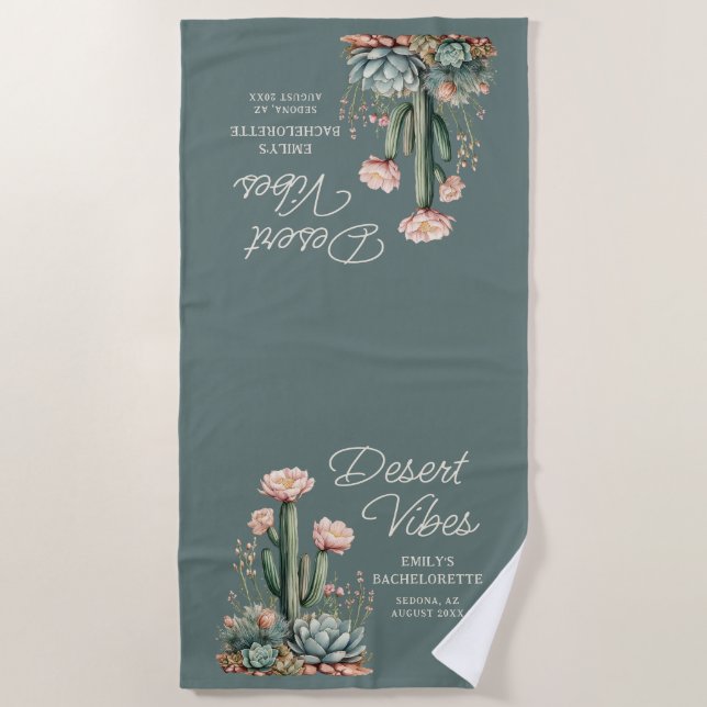 Serviette De Plage Desert Vibes Bachelorette Party Blooming Cactus (Devant)