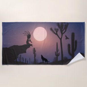 Serviette De Plage Desert Wolf Arizona Kokopelli Beach Towel