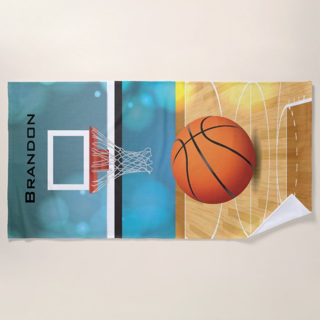 Serviette de plage design de basket-ball (Devant)