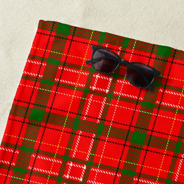 Serviette De Plage Design de Motif de Noël Tartan rouge (Créateur téléchargé)