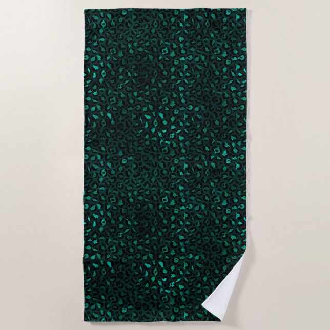 Serviette De Plage Design turquoise et Gold Leopard Series 4 (Devant)