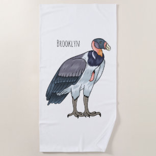 Serviette De Plage dessin animé d'oiseau vautour du roi